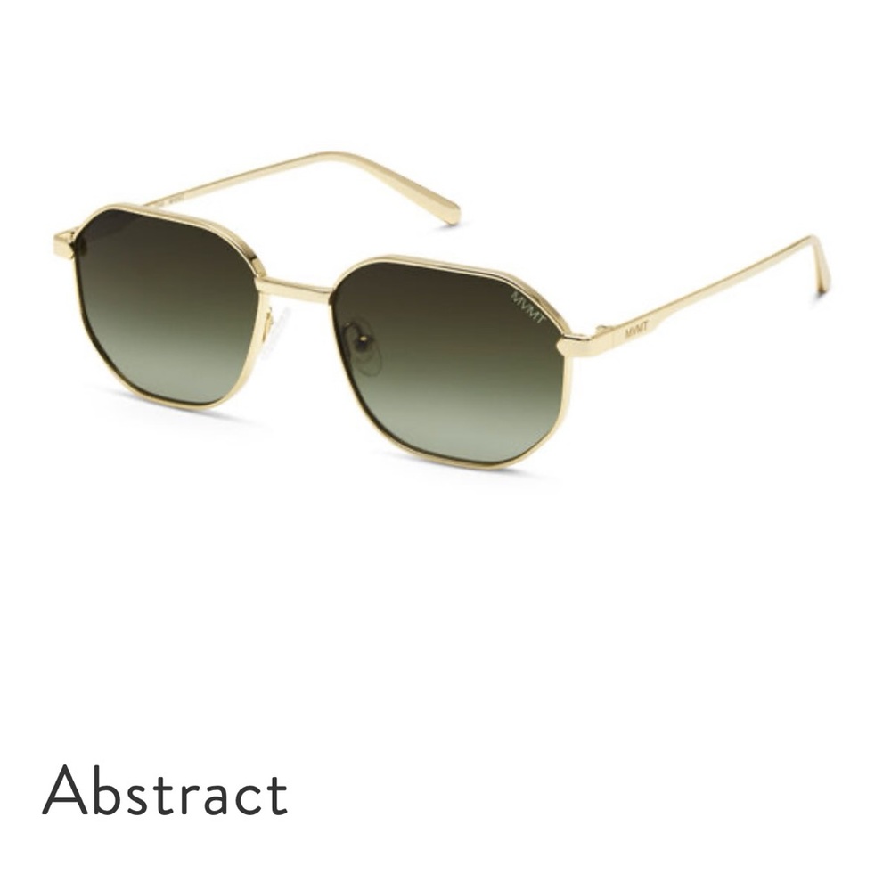 NWT MVMT Abstract Sunglasses in Beige/Gold with Green Tint
